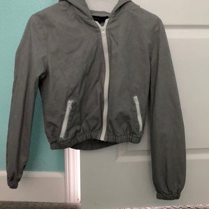 Forever 21 grey cropped windbreaker